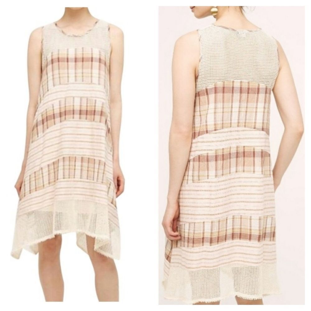 Checkered tank style swing dress with mesh details - Picture 4 of 7